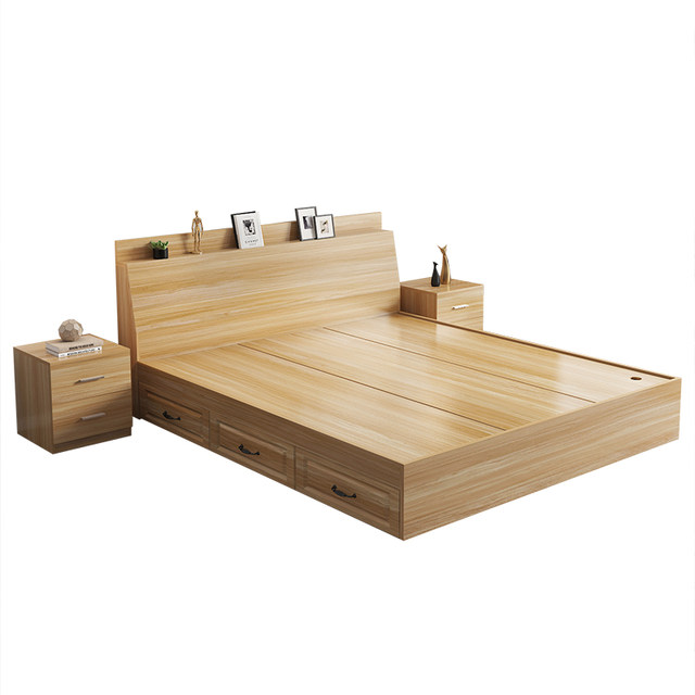 Tatami bed box panel bed ຕຽງອາພາດເມັນຂະຫນາດນ້ອຍຕຽງຄູ່ທີ່ທັນສະໄຫມແບບງ່າຍດາຍບ່ອນເກັບມ້ຽນລິ້ນຊັກເກັບຕຽງພິເສດກອບຕຽງ