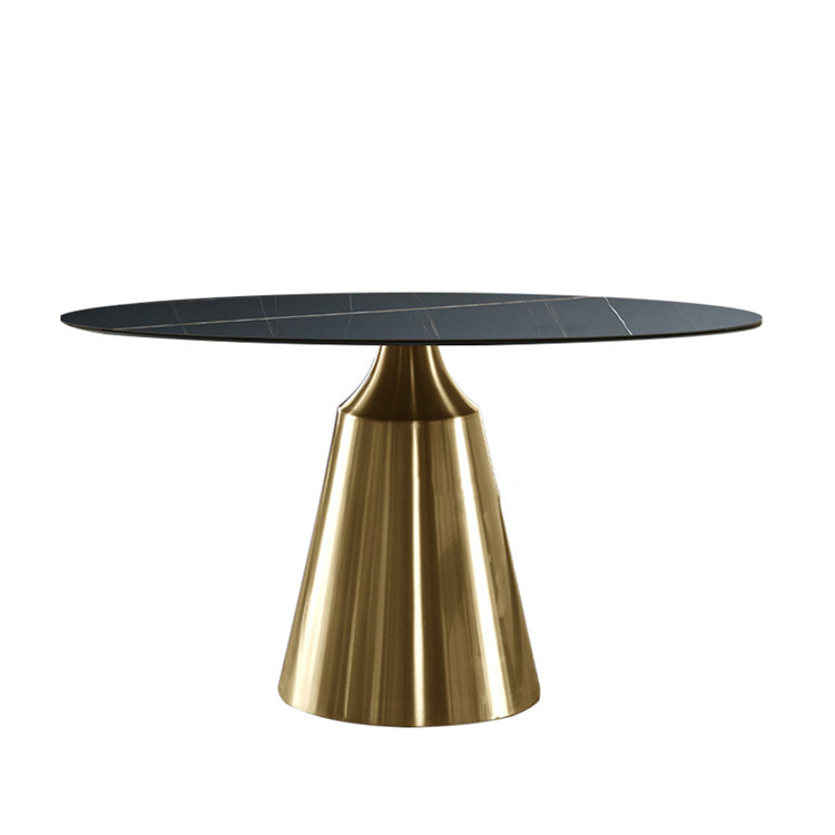 Home Stainless Steel Golden Round Table Rockboard Table Hotel Dining Room Restaurant Designer Round Table 1 0 m Round Small Table-Taobao