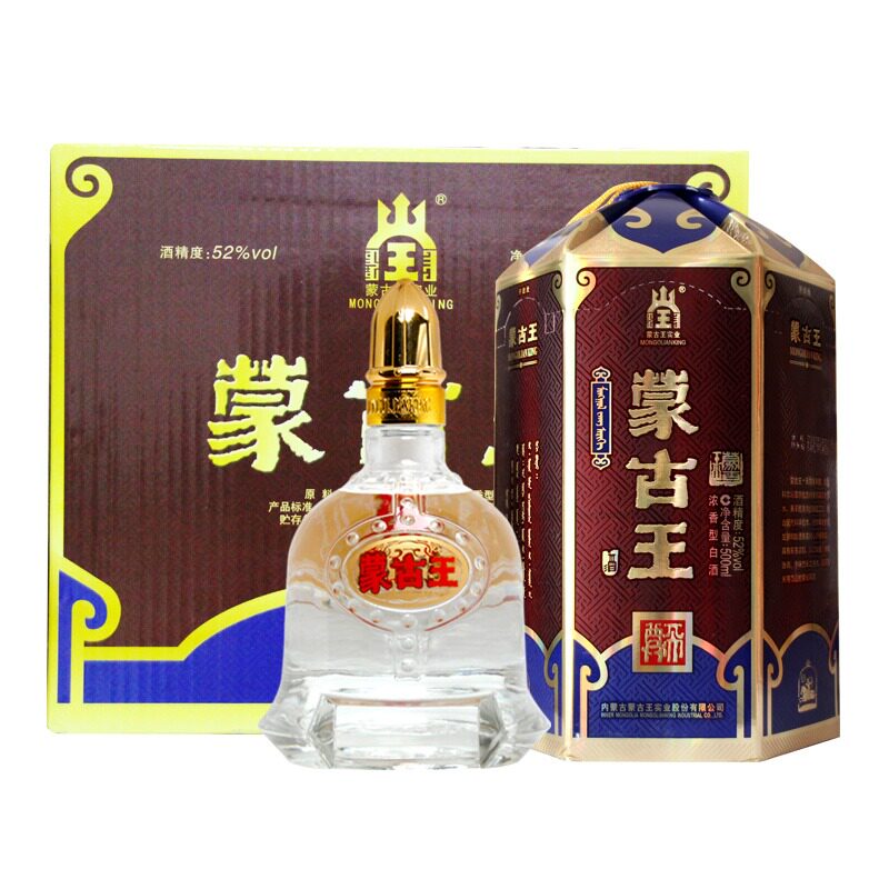 Mongolian king wine 52 degrees white wine pure grain Inner Mongolia speciality Grassland thick and fragrant type height wine whole box 500ml * 4