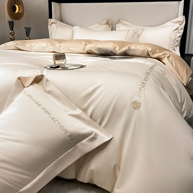 (QBB) high-end minimalist brief about four sets of 160 pure cotton 100 all-cotton beds with summer quilt cover sheet softness-Taobao