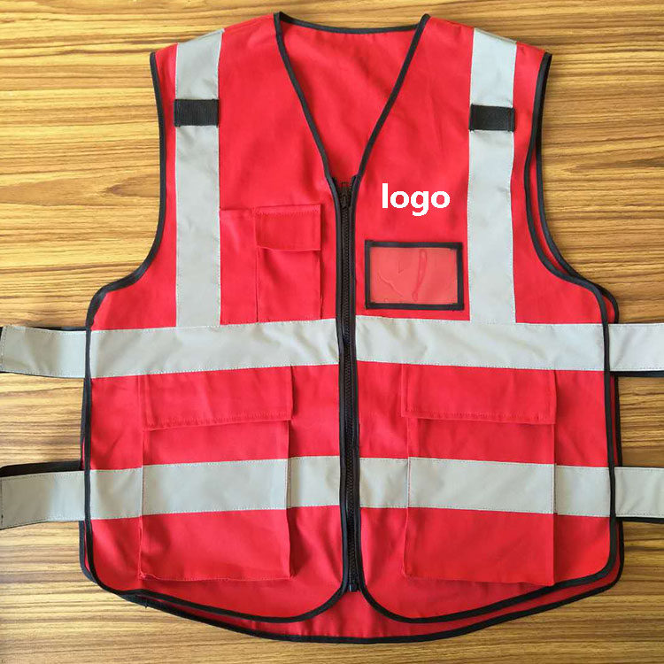 Custom-made pure cotton antistatic reflective red waistcoat Safety Supervision of work head Exploits Safety Officer Vest