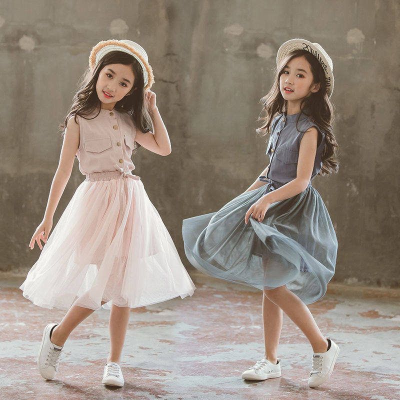 Girl Ocean Dress Summer Dress 2021 New Korean Version Children Summer Dress CUHK Child Polo Princess Dresses Dress Surges