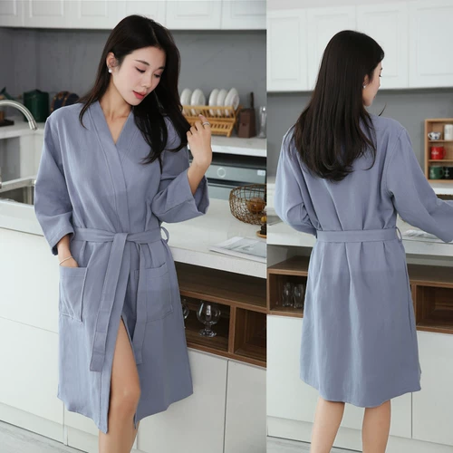 Хлопковый банный халат подходит для мужчин и женщин для влюбленных, пижама