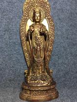 Time Out Hall of Ming Dynasty pure copper and gold Net bottle Guanyin teaching old like a collection of vintage bags Old and true Ancient and Antique Fun and Antique Old