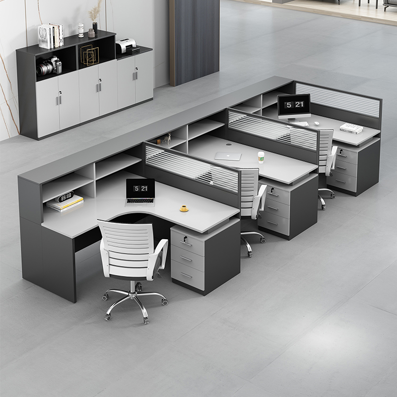 Staff Office Desk and Chair Set, Simple Modern 2/4/6 Workstation Desk with Partition, Office Furniture