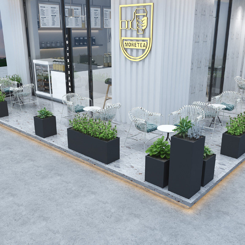 Outdoor wrought iron flower box commercial street combination flower trough coffee shop partition fence square outside the flower bed planting flower pot