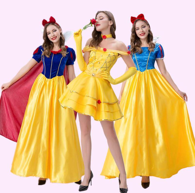Halloween Cosplay Snow White Belle New Princess Dress Adult Prom Party Dress Halloween Cosplay Snow White Belle New Princess Dress Adult Prom Party Dress