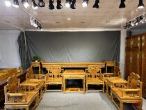 Golden nanmu small leaf Zhennan ganoderma lucidum twelve-piece set living room throne sofa home business mahogany furniture