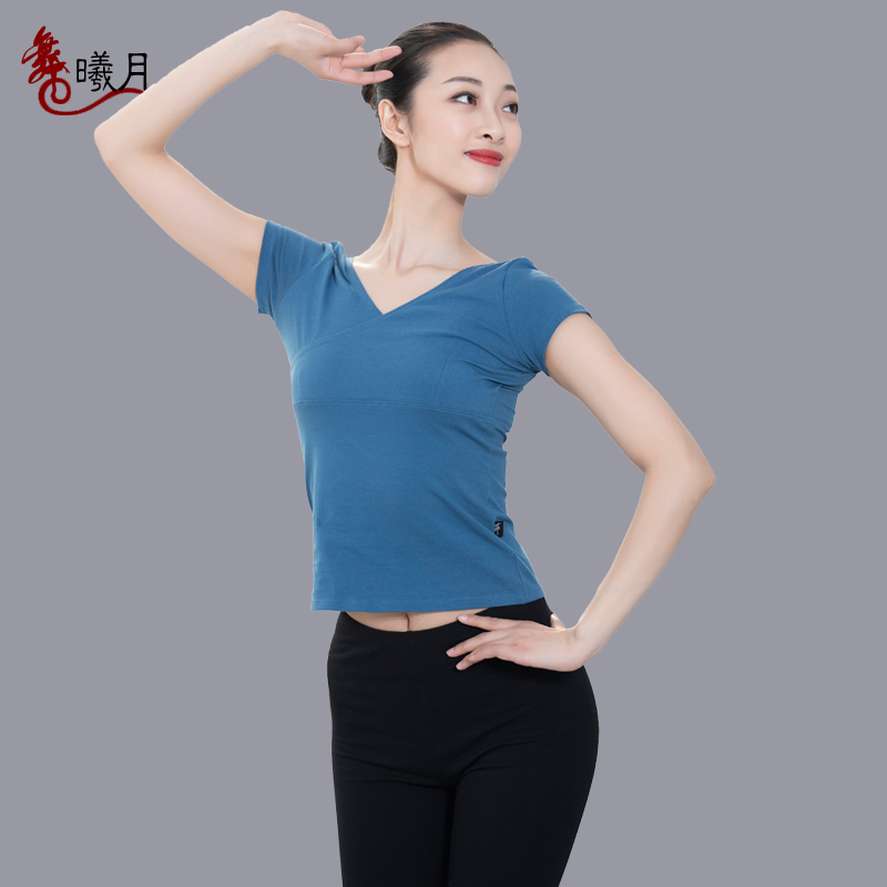 Dance dress rehearswear for women V collar short sleeve blouses Chinese national dance art body suit for body dancing clothes