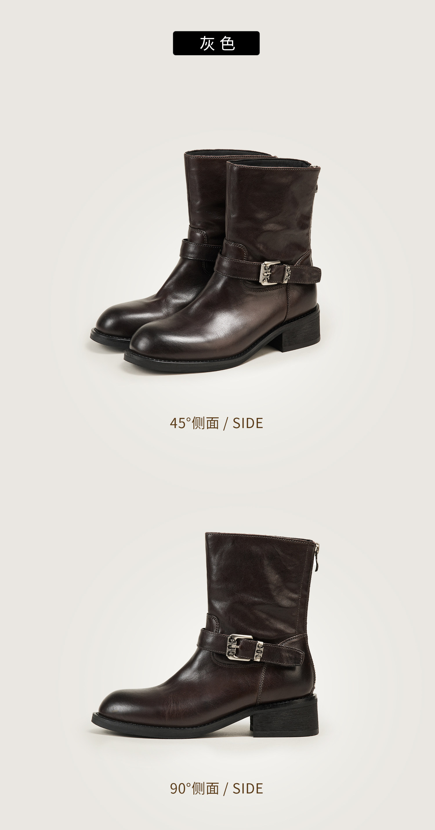 Западные Boots fed英伦风短靴冬季新款女靴黑色西部靴粗跟时装靴女款d1011-zc850