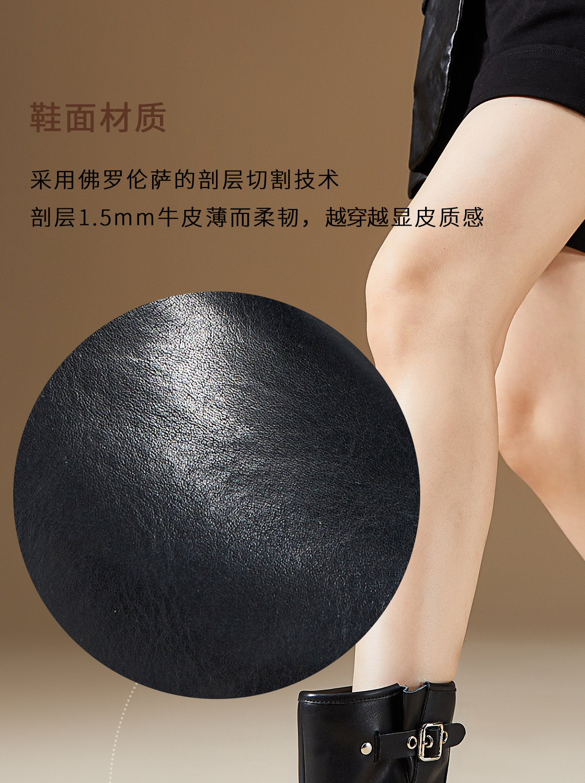 Западные Boots fed厚底短靴秋季新款女靴工装靴机车靴棕色皮靴女款r0904-zca205