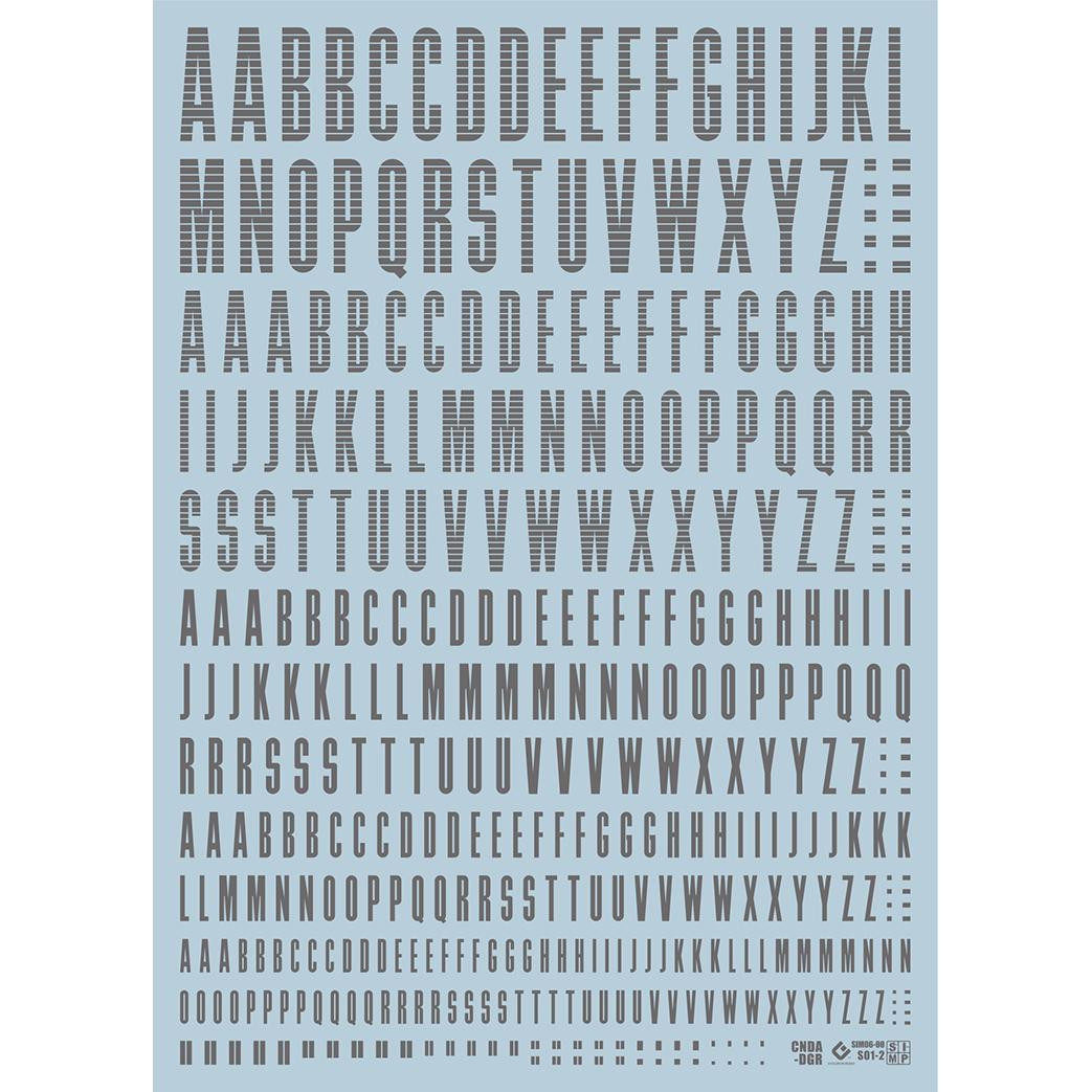 (EVO)CNDA-2 LETTER Alphabet English (Universal Logo) Special Water Decal (Gray)