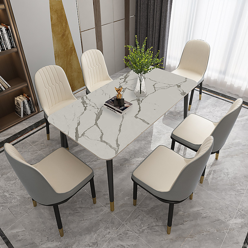 Nordic wind rock tables household small household modern simple luxury dining table rectangular dining table and chair combination