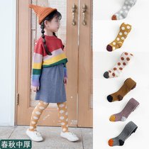 Child Girls splicing Even pants Sox spring and autumn thick outside wearing pure cotton bottom pants baby with foot and bottom sock in bottom sock