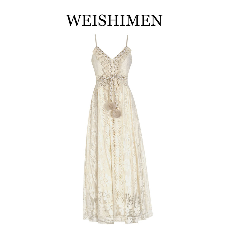 Ethnic Style Bohemian Suspender Dress for Women 2026 Summer Slightly Plump mm Beach Vacation French Beautiful Long Dress