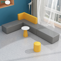 Office Tech Cloth Sofa Tea Table Composition Training Course Reception Room Negotiation Area Guest Special Corner Sofa Stool