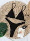 2020 Âu Mỹ mới rắn màu dải ba điểm bikini sexy thong áo tắm bãi biển kỳ nghỉ bikini - Bikinis