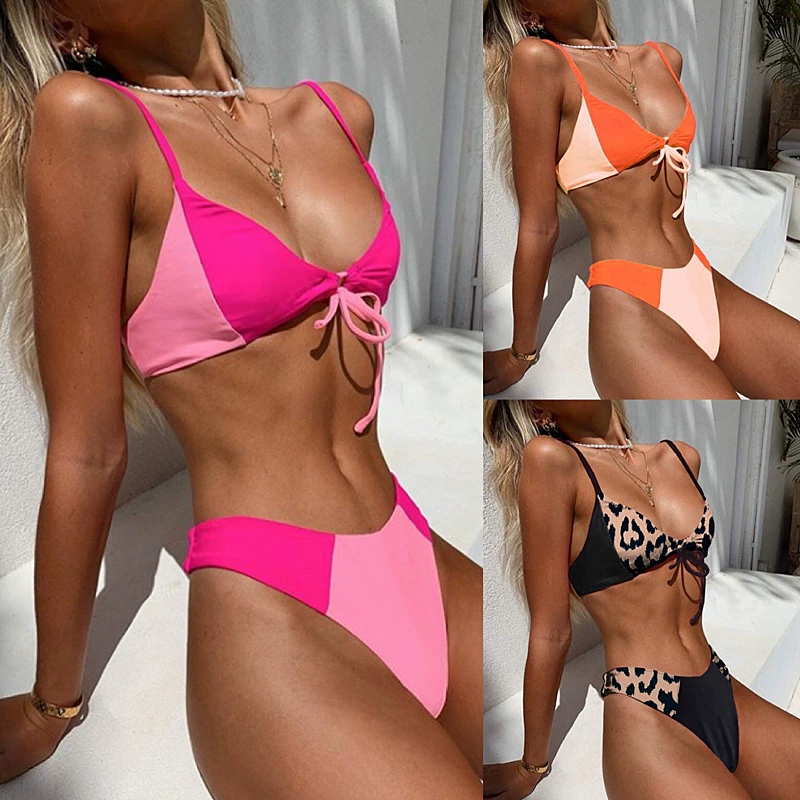 2020 Âu Mỹ nóng bỏng phong cách khâu bikini tân nữ bãi biển sexy sexy bikini đồ bơi - Bikinis