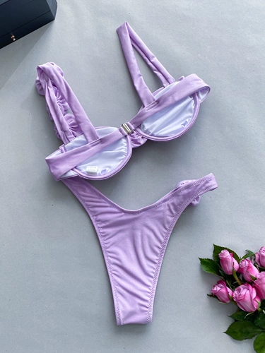 Цветной трехмерный раздельный купальник, европейский стиль, в цветочек