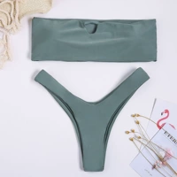 2018 Châu Âu và Hoa Kỳ mới gợi cảm với áo liền thân màu xanh lá cây hàng đầu màu xanh lá cây bikini khoét ngực gợi cảm đồ bơi bikini