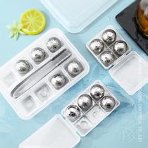 Q football round ice grain 304 stainless steel ice cubes whisk ice wine stone metal round ice hockey cycle using ice cubes