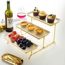 Amazon Cake Ceramic Snack Shelf Triple Folding Dessert Terrace Buffet Show Shelf Fruit Tray Party