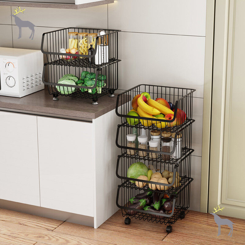 Kitchen shelf floor multi-layer multifunctional fruit and vegetable storage artifact put vegetable rack household vegetable basket storage basket