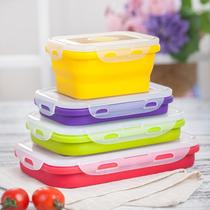 Foldable Platinum Silicone Lunch Box Refreshing Box Student Lunchbox Storage Box Outdoor Picnic Box Four Sets Of Eight Colors