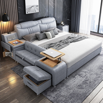 Tatami bed master bedroom modern simple double bed multifunctional cloth bed wedding bed Nordic light luxury technology cloth bed