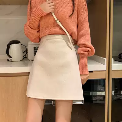 Black skirt women's winter with sweater short skirt winter thickened a-line skirt autumn and winter 2020 new outer wear