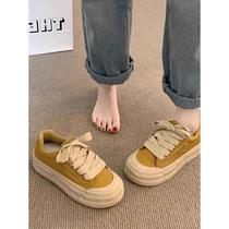 Dexun shoes womens new spring all-match Korean version thick-soled platform round-toe white shoes casual shoes fashion sneakers