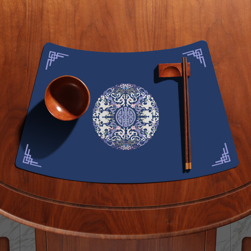 Round Table Sector Dining Cushion New Chinese Leather Light Luxury High Sense Waterproof Chinese Style National Wind Reclassy Home Customizable