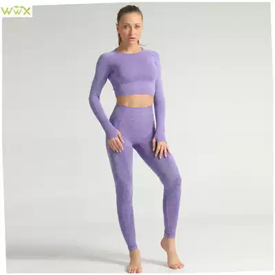 Seamless yoga suit female spot jacquard knitting carry