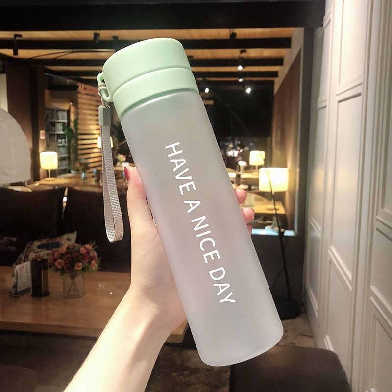Plastic Cup Men And Women Students Couple Portable Large Capacity Water Glass Han Edition Brief Frescoed Sports Space Cup Mori