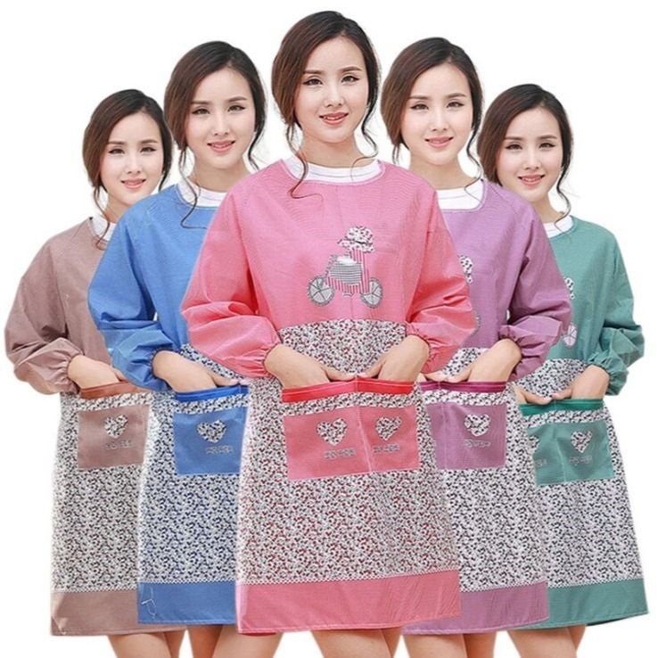 Apron women waterproof and greaseproof kitchen Cooking apron Adult hood men and women working anti-wearing housework clothes