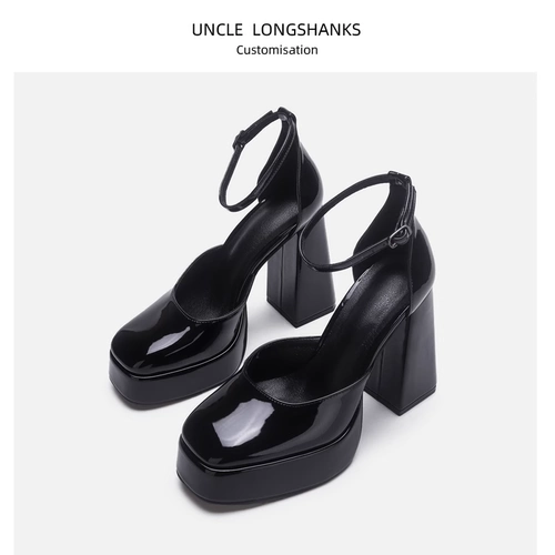 Длинно -поднятые дядя на заказ женская обувь кожа французская водонепроницаемая платформа Мэри Жен