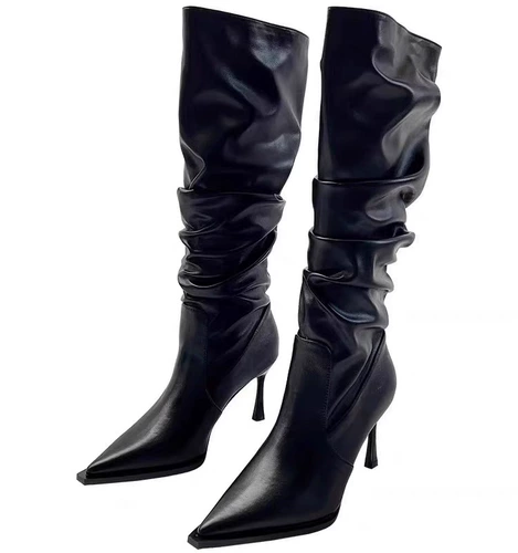 Высокие высокие сапоги с заостренным носом, европейский стиль