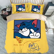 Cat and Mouse bed Four sets of four seasons Lovely retro Como cartoon Ventilated Bed bed Quilt Cover Three sets