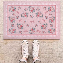 Cute rose bow silk circle doorway floor mat Nordic ins entrance entrance floor mat dust removal foot pad