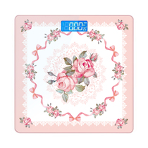 Girl heart pink bow rose square electronic scale glass LCD screen battery weighing scale