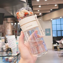 Womens glass 2021 new double-layer separation double-layer insulation tea cup portable office anti-hot cup