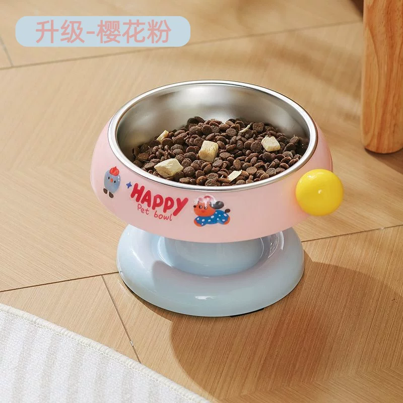 Кошачья миска, миска для собаки, миска для риса кошки, миска для воды, миска из нержавеющей стали для пищи, защита шейного позвонка, миска для собаки большого диаметра на возвышении