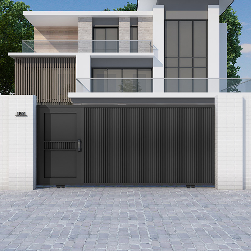 Aluminum alloy electric translator door villa courtyard double door stainless steel community garage door rural iron door