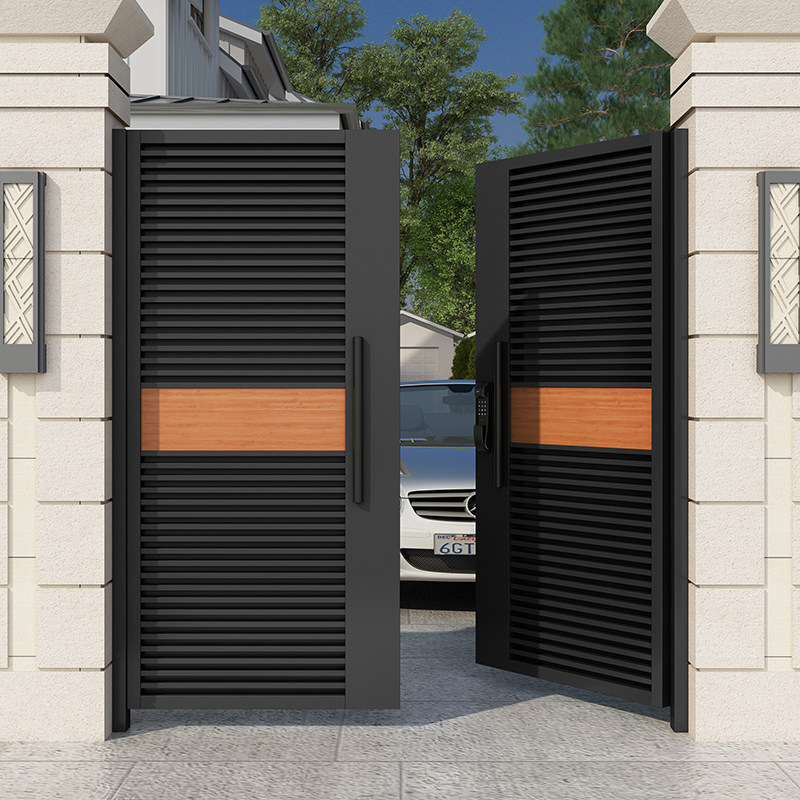 Modern iron art villa courtyard gate outdoor wall gate stainless steel rural aluminum gate electric door