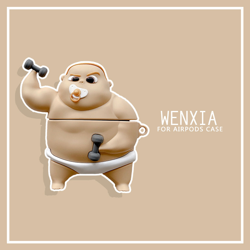 Vinxia ins lifting dumbbells cute little chubby application Airpods protective sleeve cartoon Apple wireless Bluetooth headphone sleeve 2 generation Pro cute tie solid anti-fall ear cap silicone personality Korean wind female