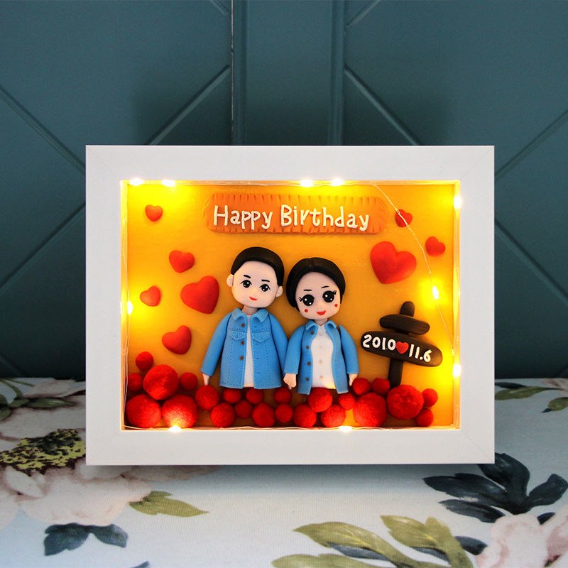 Stone Plastic Clay Custom Figure Clay Photo Frame Painting Custom Diy Clay Photo Frame Couple Clay Man Material Bag Women
