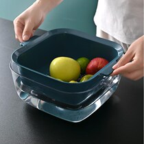 Fruit Pan Living Room Home Double Drain Basket Net Red Kitchen Wash Vegetable Basin Plastic Naughty Basket Containing Vegetable Basket