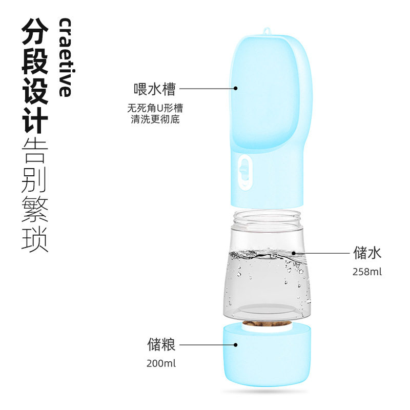 Cross Border Pet Supplies Multifunction Pet Water Cup Out Water Grain Cup Portable Accompanying Cup Dog Feeding machine Drinking water dispenser
