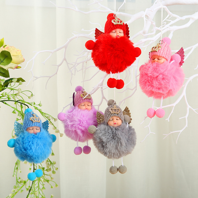 Christmas little angel cute cute plush doll Baby doll charm keychain DIY handmade jewelry accessories