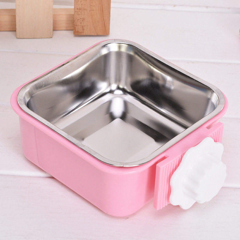 Pet supplies Catdog Pet Stainless steel pot cage fixed suspension pet hanging bowl